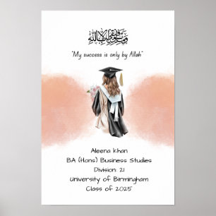 Peach Graduation Degree certificate Poster
