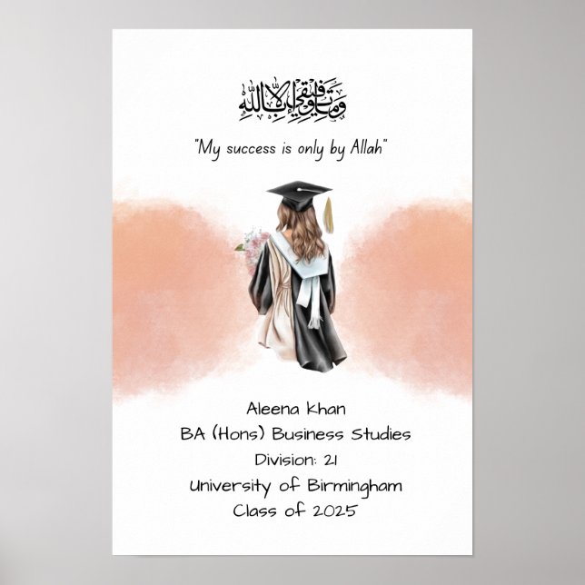 Peach Graduation Degree certificate  Poster (Front)