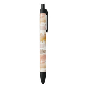Peach Grapefruit Cream Cocoa Tan Stripes Black Ink Pen