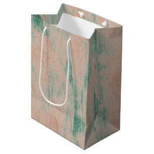 Peach Green Abstract Snowflakes Christmas Medium Gift Bag