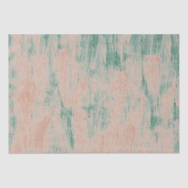 Peach Green Abstract Snowflakes Christmas Tissue Paper (Front)