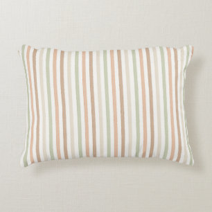 Peach Green Cream Stripes Decorative Cushion