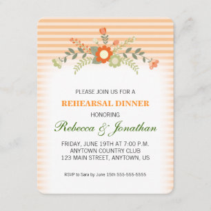 Peach & Green Floral Wedding Rehearsal Dinner Invitation
