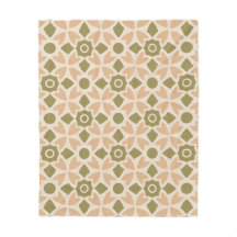 Peach Green Flower Circle Art-Nouveau Folk Pattern