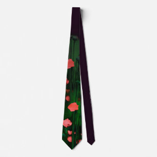 Peach & Green Flowers, Floral Art Template Elegant Tie