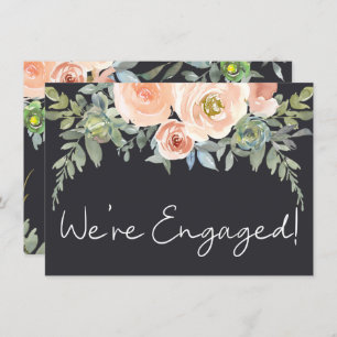 Peach Green Navy Pastel Floral Elegant Engagement
