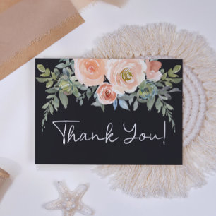 Peach Green Navy Pastel Floral  Thank You Card