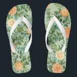 Peach Green Wedding Spring Pastel Floral Flip Flops<br><div class="desc">Beautiful spring Peach & Light Green peony & rose floral wedding invitations with abundant greenery are elegant with soft pastel colours.  Perfect for a floral theme or traditional white wedding in the Spring or Summer.</div>