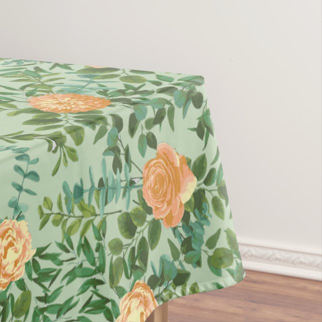 Peach Green Wedding Spring Pastel Tablecloth (In Situ)