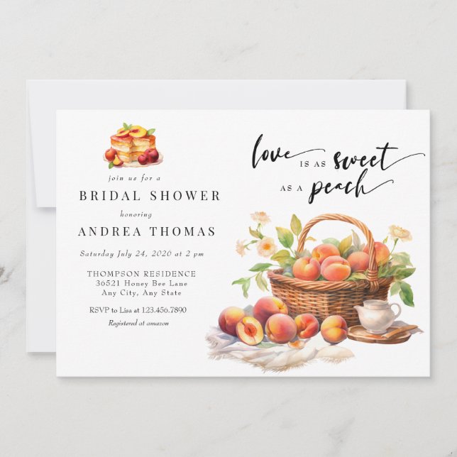 Peach Greenery | Botanical Bridal Shower Invitation (Front)