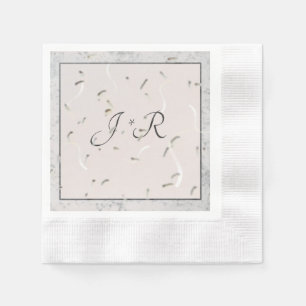 Peach & Grey Marble Monogramed Napkins