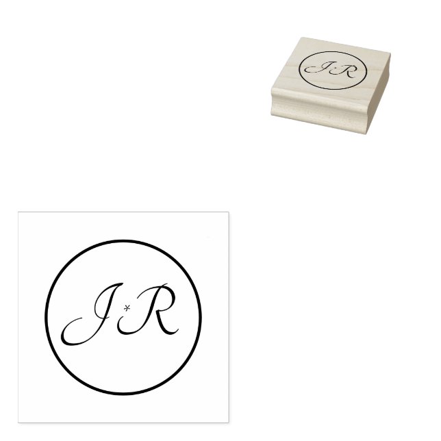 Peach & Grey Marble Monogramed Rubber Stamp (Stamped)