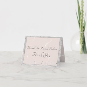 Peach & Grey Marble Monogramed Thank You Card