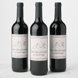 Peach & Grey Marble Monogramed Wine Label