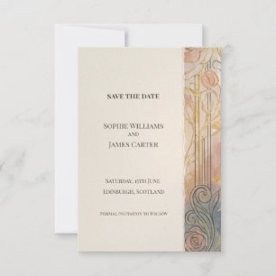 Peach Grey Nouveau Save The Date