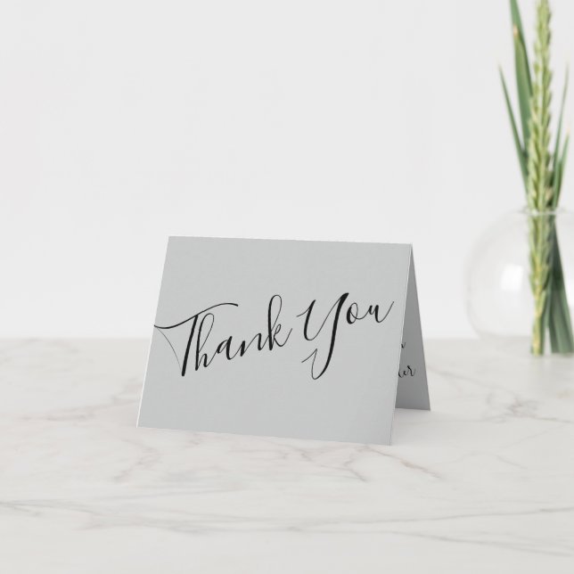 Peach Grey Wedding Spring Floral Thank You Card (Front)