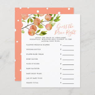 Peach Guess The Price Right Baby Shower Game