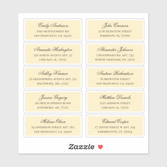 Peach guest names address. Wedding shipping labels (Sheet)