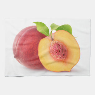 Peach halves tea towel