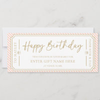 Peach Happy Birthday Gift Voucher Card