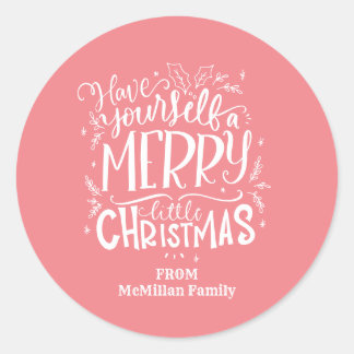 Peach Have Yourself A Merry Little Christmas Classic Round Sticker