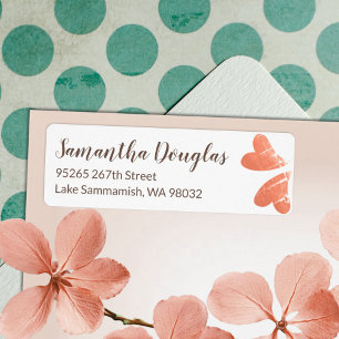 Peach Hearts Return Address Label Sheet