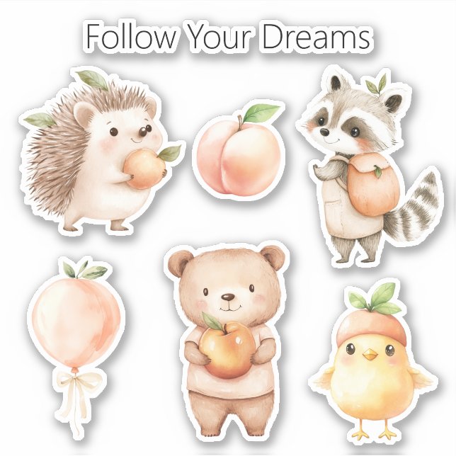 Peach Hedgehog Balloon Racoon Bear Chick (Front)