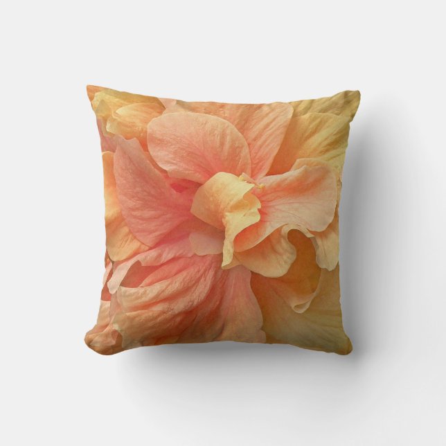 Peach Hibiscus American Mojo Accent Pillow (Front)