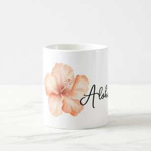 Peach Hibiscus Flower Aloha Coffee Mug