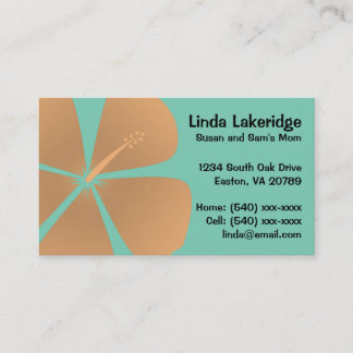 Peach Hibiscus Flowers Mummy Contact Card