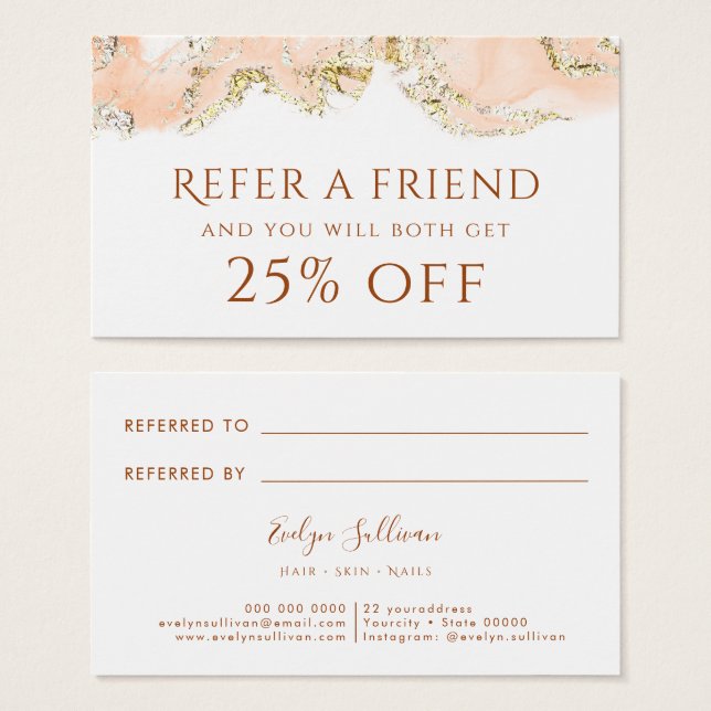peach ink referral card (Front & Back)