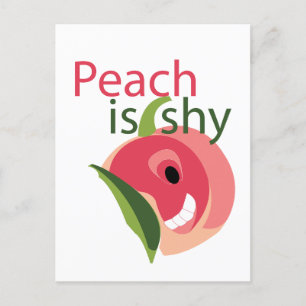 Peach is Shy Cute Peach Fruit Postcard