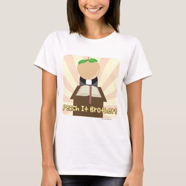 Peach It Brother Funny Food Cartoon T-Shirt (Front)
