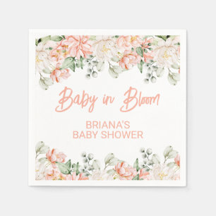 Peach Ivory Beige Neutral Baby Shower Napkin