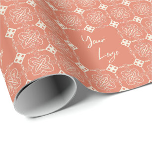 Peach Ivory Geometric Business Logo Wrapping Paper