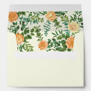 Peach Ivory Wedding Vintage Rose Envelope