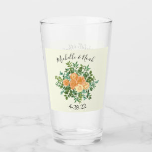 Peach Ivory Wedding Vintage Rose Glass