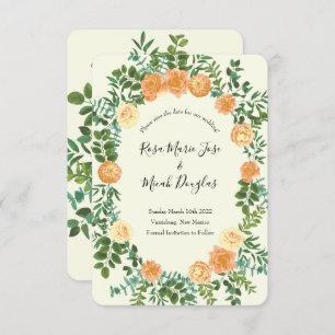 Peach Ivory Wedding Vintage Rose Invitation
