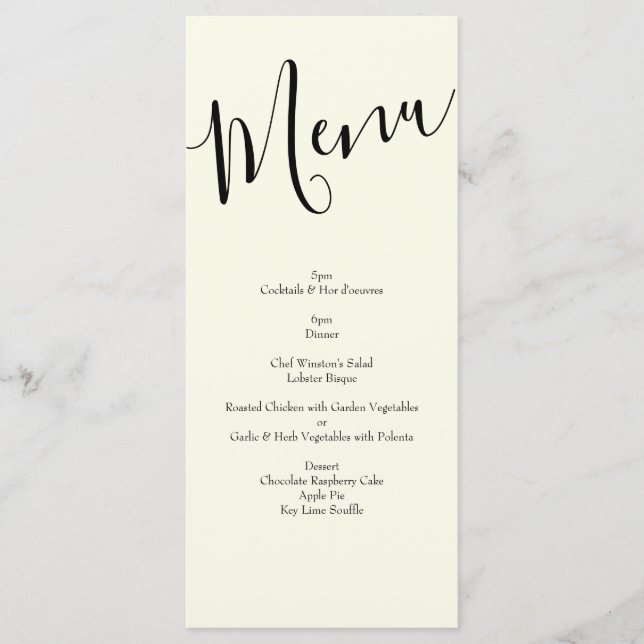 Peach Ivory Wedding Vintage Rose Menu (Front)
