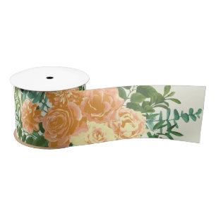 Peach Ivory Wedding Vintage Rose Satin Ribbon