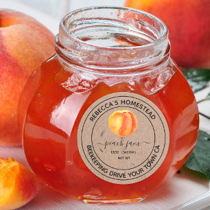 Peach Jam Kraft Paper Canning Jar Labels