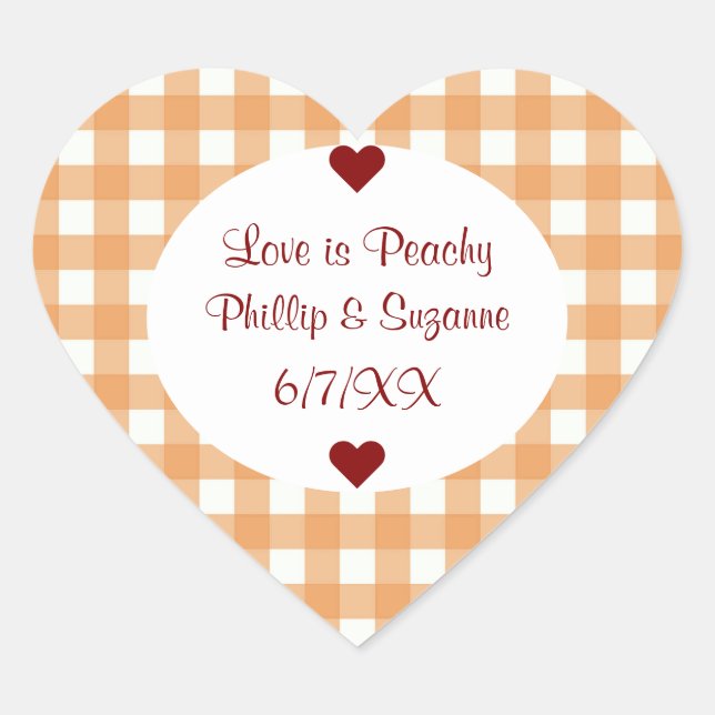 Peach Jelly Wedding Favour Jar Sticker Labels (Front)