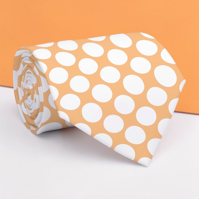 Peach Jumbo Polka Dots Custom Necktie (Creator Uploaded)
