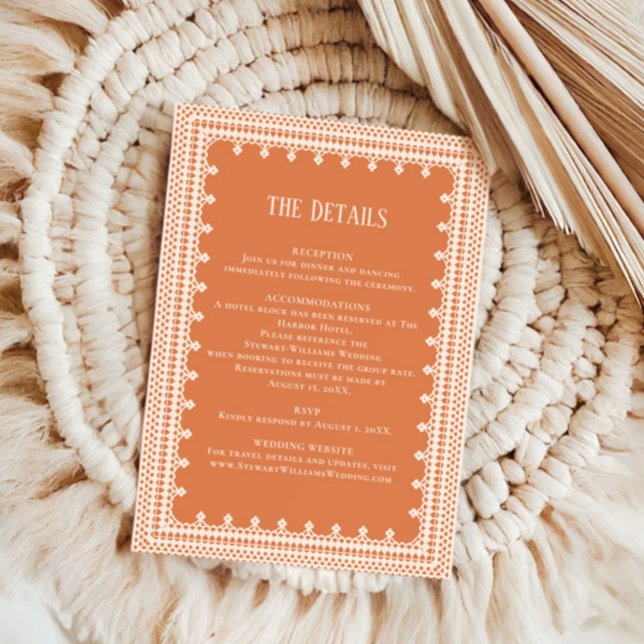 Peach Lace Details Reception Information Wedding  Enclosure Card (Creator Uploaded)