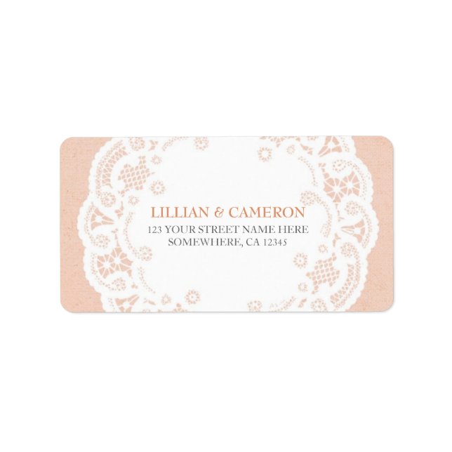 Peach Lace Doily Address Labels (Front)