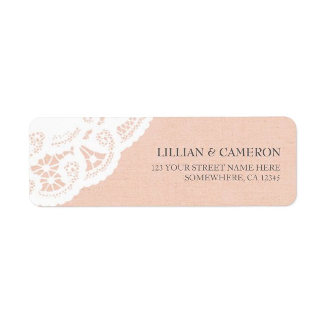 Peach Lace Doily Return Address Labels (Front)