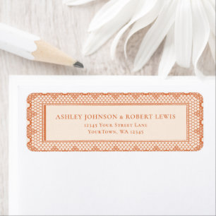 Peach Lace Wedding Invitation Return Address