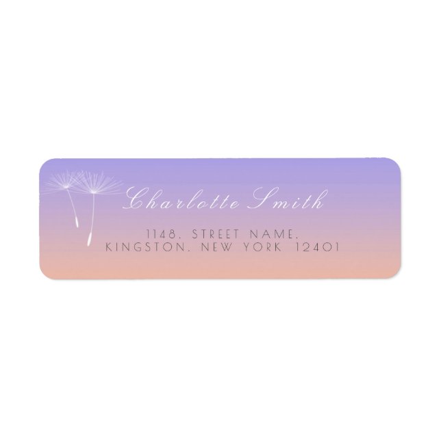 Peach Lavanda Gray Ombre Dandelion Address (Front)