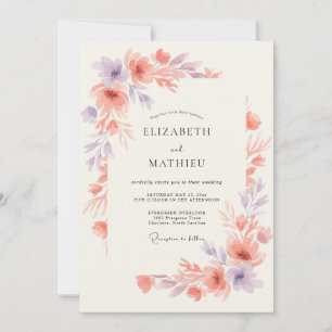 Peach Lavender Ethereal Spring Wedding Invitation