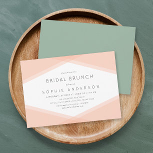 Peach Layered Geometric & Light Sage Bridal Brunch Invitation